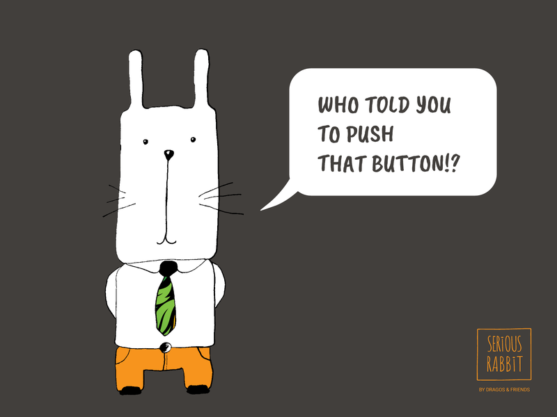 Serious Rabbit - Don't Push The Button character illustration rabbit