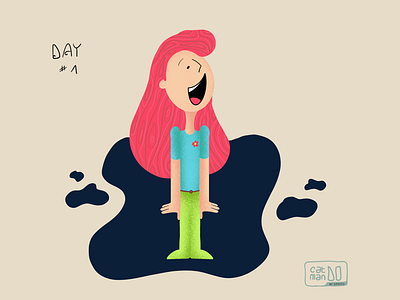 Day #1 - Excited Girl - Character Design Challenge catmando challenge character character challenge design design challenge doodle dragos draw excited girl happy illustration illustration challenge