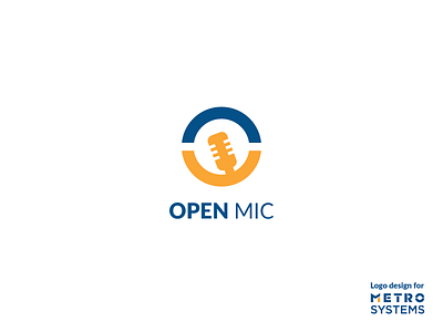 Logo OpenMic blue branding design dragos alexandru flat icon illustration logo logotype mic opemic open simple vector yellow