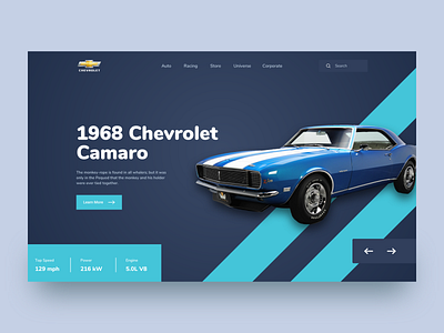 Chevrolet Camaro car car website clean design flat header landingpage minimal ui ui design web ui