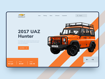 2017 UAZ Hunter 2020 trend automobile car clean flat header jeep landing page minimal ui ui design ux ux design vehicle webdesign