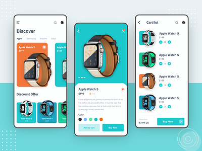 SmartWatch Shop App app app design apple watch asus clean ecommerce app flat ios minimal mobile samsung shop app smart watch ui ux xiaomi