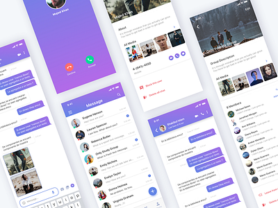 Tango Message App UI Kit app design calling app chat app colorful clean design gradient design ios app message app minimal ui ui kit ux design