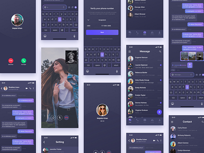 Tango Dark Chat App UI Kit call app chat app clean ui dark app gradient app illustration ios message app social app ui ui8 ux design