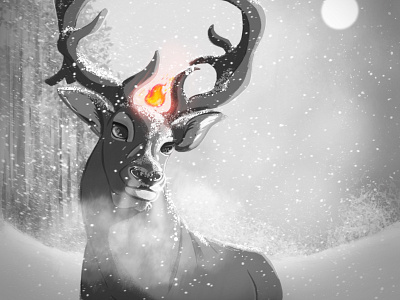 Deer king deer forest illustration king winter