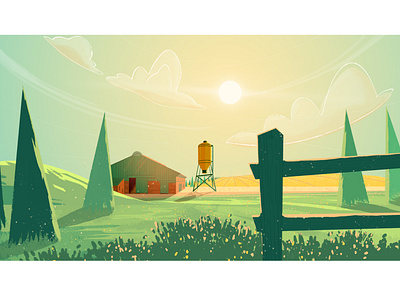 On the countryside background country farm illustration