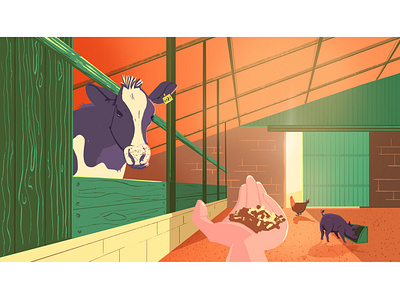Farm life animals background barn breeding chicken country cow farm illustration pig