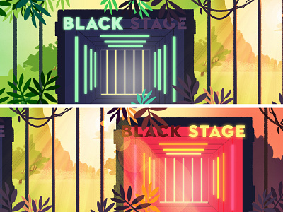 Couleur Cafe - stage background electro festival forest illustration jungle music stage visualdevelopment