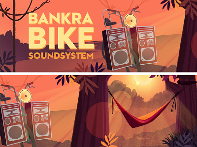 Couleur Cafe - Bike soundsystem background bike festival forest hammock illustration jungle music sound storyboard sunset visualdevelopment