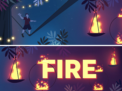 Couleur Cafe - Fire background festival fire forest illustration jungle music night slackline storyboard visualdevelopment