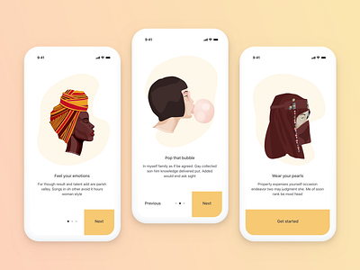 Quick practice app bubble flow illustraion onboarding woman women