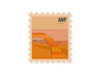 Arches National Park Stamp arches illustration landscape monochromatic national park system postage stamp vector warm