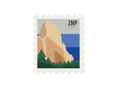 Zion National Park Stamp forest icon illustration landscape national park system postage rock formation stamp vector zion