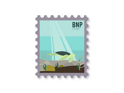 Biscayne National Park biscayne coral reef flordia icon illustration national park system postage stamp turtle vector