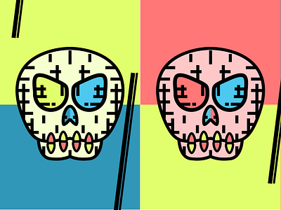 Skulls crosshatch illustration skull symmetry vector vibrant