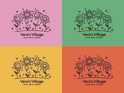 Vera's Village design flower illustration line art minimalism non profit vector