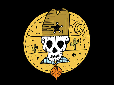 Sherriff cactus cowboy illustration sheriff skull southwest yellow