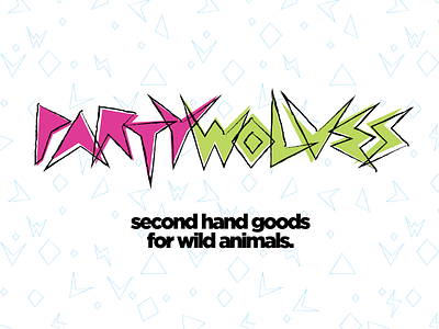 Party Wolves Logo branding consignment green identity logo neon pink retro typography