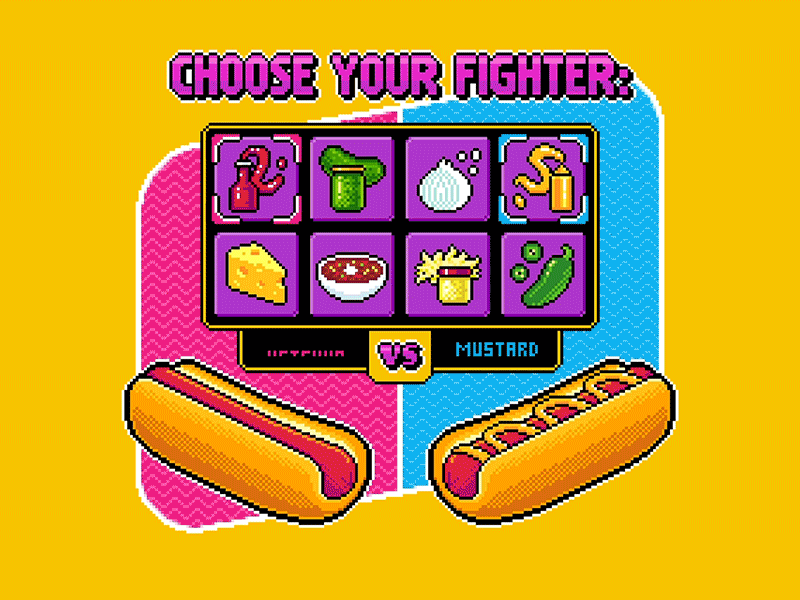 Oscar Mayer – Choose Your Fighter animation design gaming hot dog illustration pixel art sponsored videogame