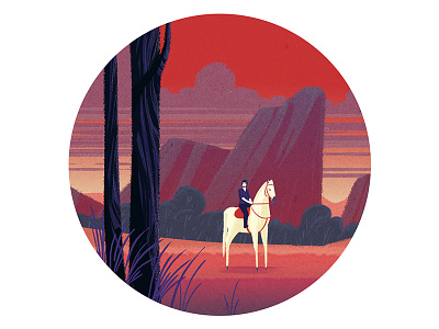The Knight Errant color study digital painting fantasy horse illustration landscape mountain photoshop scifi trees