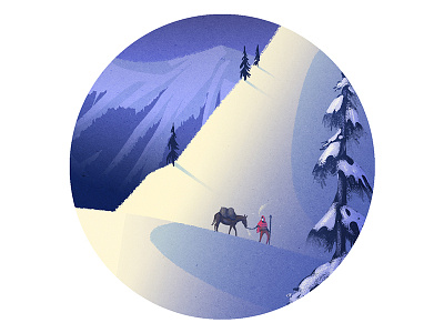 Winter Trek adventure color study digital painting fantasy illustration landscape mountain photoshop scifi snow trees winter