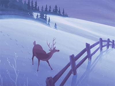 Happy Holidays! christmas deer digital painting hanukkah holidays illustration landscape photoshop snow winter