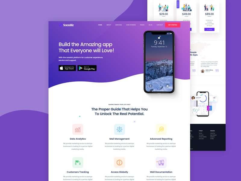 App Landing Page Design by Dynamic Layers on Dribbble