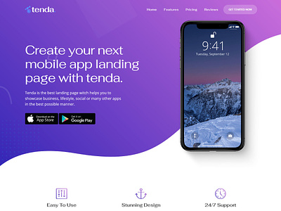 Tenda | App Landing Page app branding design html 5 landing page web design website
