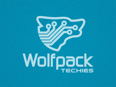 Wolfpack Techies branding curcuit identity logo logo design mark wolf
