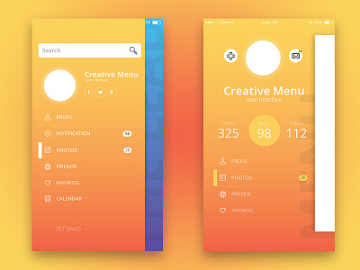 creative home menu UI