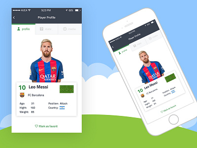 Football player profile app android app dashboard design football ios players profile sports ui ux