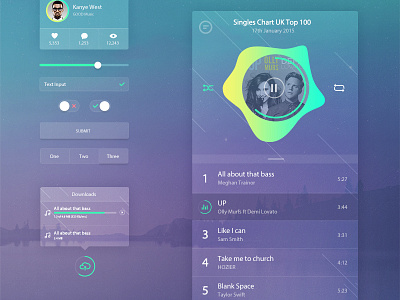 Music UI App dashboard material music profile ui ux