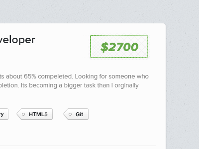 $2700 button designer developer green job light money stamp tags texture ui website