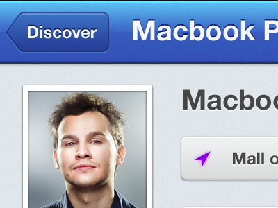 Discover app blue button design grey interface iphone light ui