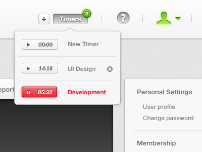 Timers design glow glyph green light timer timers ui user interface visual website white