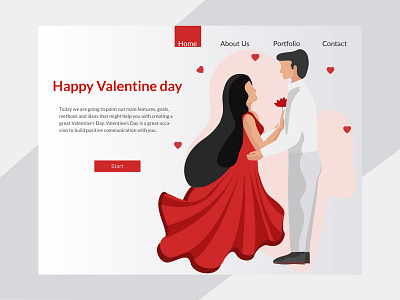 Valentineday character couple design heart illustration landing page valetine day vector woman