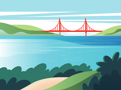 Lands End bay bay area beach blue blues cool editorial editorial illustration golden gate illustration landscape san francisco water