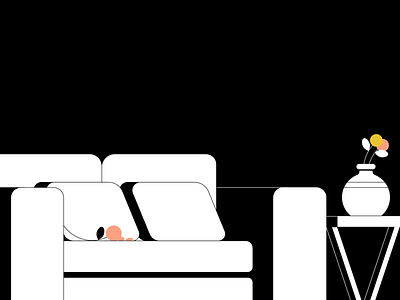 loveseat black and white blackandwhite couch flowers home illustration illustrator living room loveseat minimal minimalism vector