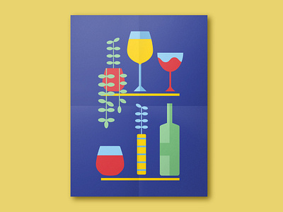 Drinks alcohol bottle drinks glass plant plant illustration shelf vase vector wine wine bottle