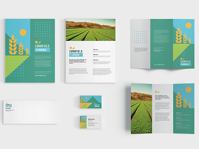 Farm Business Suite brand branding brochure business card farm farming fields graphic design identity design landscape leaflet mountain nature page layout sun trifold vector visual identity