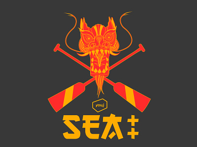 You.i TV's Sea++ Dragon Boat team T-Shirt design dragon graphic design illustration typography vector