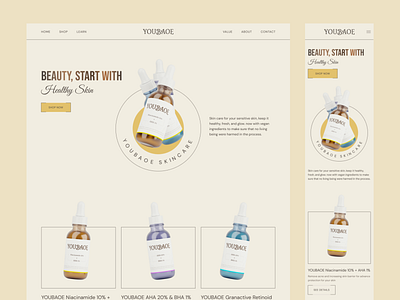 YOUBAOE, Plant Based Skincare Product 3d 3d design beauty plant based salon skincare vegan website website design