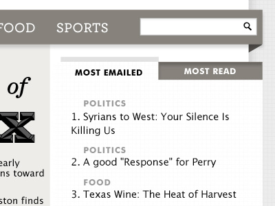 Most Emailed articles grayscale most emailed search