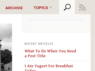 Yogurt for Breakfast blog red search ui