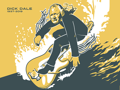 Dick Dale 1937-2019 dick dale gigposter guitar holtermonster illustration music rock surf rock vector
