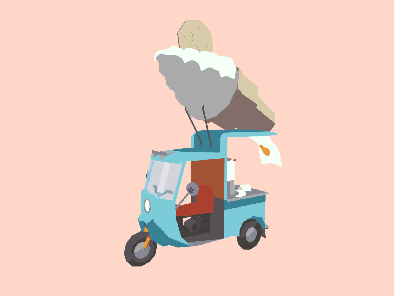 Soft Serve Delivery 3d blender debut flat ice cream low poly lowpoly shaded