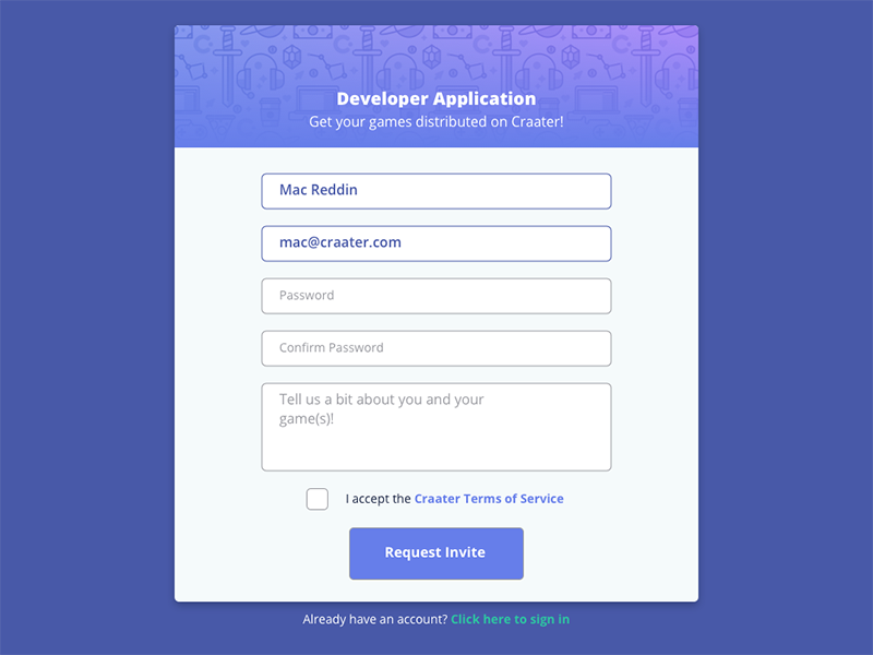 Daily UI 001 - Sign Up by Mac Reddin on Dribbble