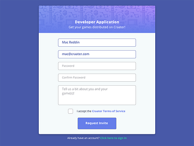 Daily UI 001 - Sign Up blue craater daily dailyui design form interface login modal sign up signup user