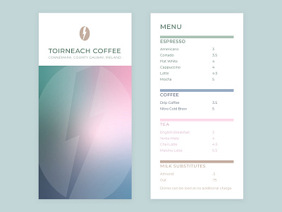 Coffee Menu brand identity branding cafe coffee drink menu flat gradients logo menu minimal typography vector