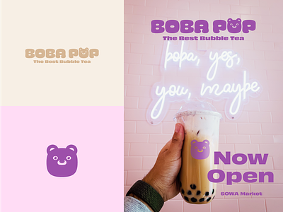 Logo and Adcept - Boba Pop advertisement boba tea branding bubble tea logo poster